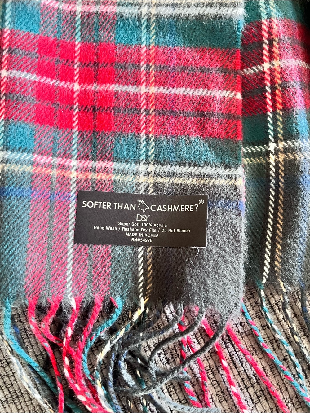 Red & Teal Plaid Scarf
